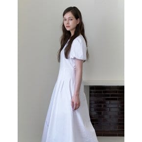 serenade puff pintuck dress - white