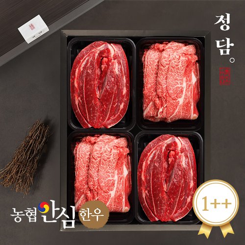 [8/28 순차출고][정담][냉장][농협안심한우] 1++등급(7이상) 1.2kg (불고기300g+불고기300g+국거리300g+국거리300g) 한우선물세트