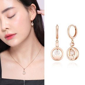 14K 골드 금 귀걸이 원터치 링 크라운 서클