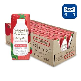 매일우유 매일 상하목장 유기농 사과딸기케일 주스 125ml 24팩/주스/음료/음료수/유기농