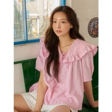 올리브데올리브 러플 카라 자수 블라우스 OW5XB416