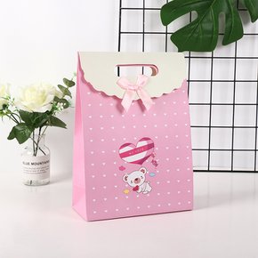 쇼핑백 종이가방 무지 답례품 선물 고급 가방 종이 호 소형 선물백 곰 캐릭터 바닥넓은