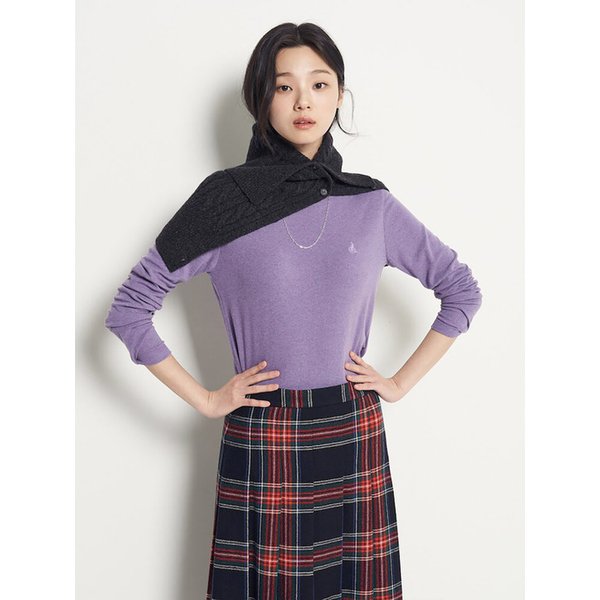 [Essential] 반넥 긴소매 티셔츠  퍼플 (BF5941E01U)