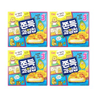  CW 청우 쫀득과일칩 215g x 4개/ 찰떡파이 찰떡쿠키 과일맛과자