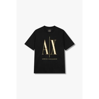 ARMANI EXCHANGE 남성 샤이닝 로고 크루넥 티셔츠 A414130122000