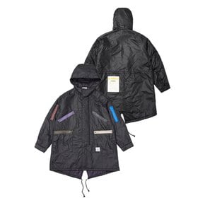 ZIPPER OVERSIZED FISHTAIL PARKA BLACK