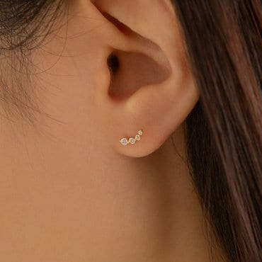 룬느 14k 밀키웨이 커브 스톤 피어싱 (14k골드) LFPI04