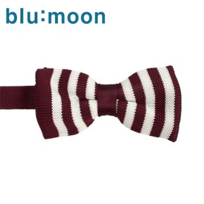 [blumoon] 블루문 넥타이 - 니트 씬스트라이프 와인 보타이
