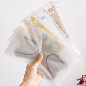 미니멀 반투명 고리 슬라이드 지퍼백 23x14cm LM-0809 옷자락 데일리