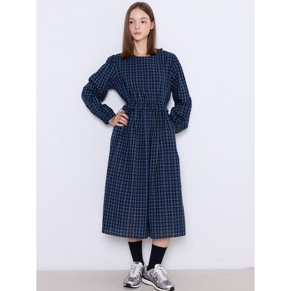 Tied Check String Dress [Green]