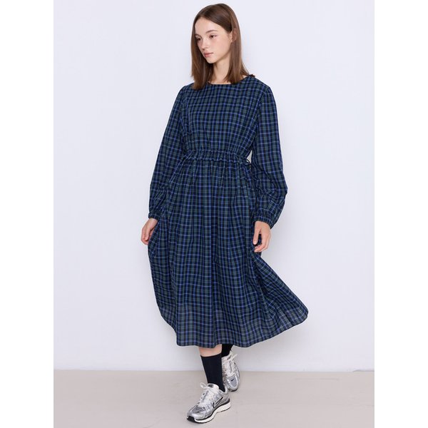 Tied Check String Dress [Green]