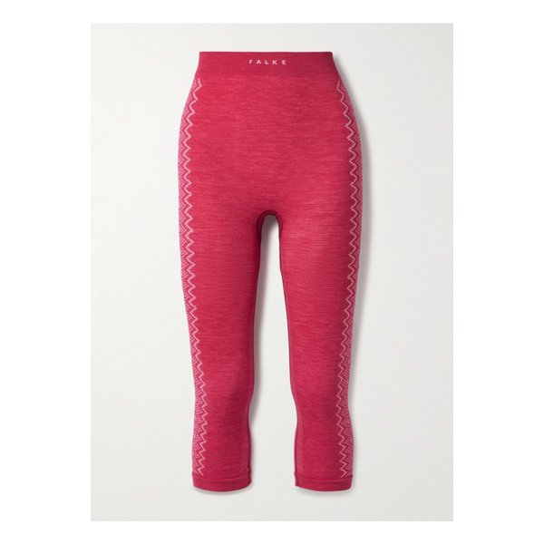 팔케 노르딕 크롭 자카드 니트 울 혼방 레깅스 레드 1647597343741196