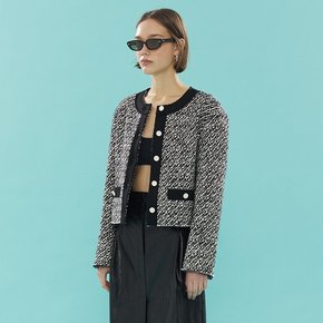 Tweed Cropped Jacket_BLACK