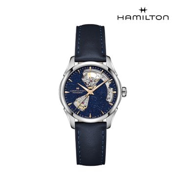 해밀턴 [공식] 재즈마스터 오픈하트 미드나잇 블루 36mm 레더 스트랩 H32215642
