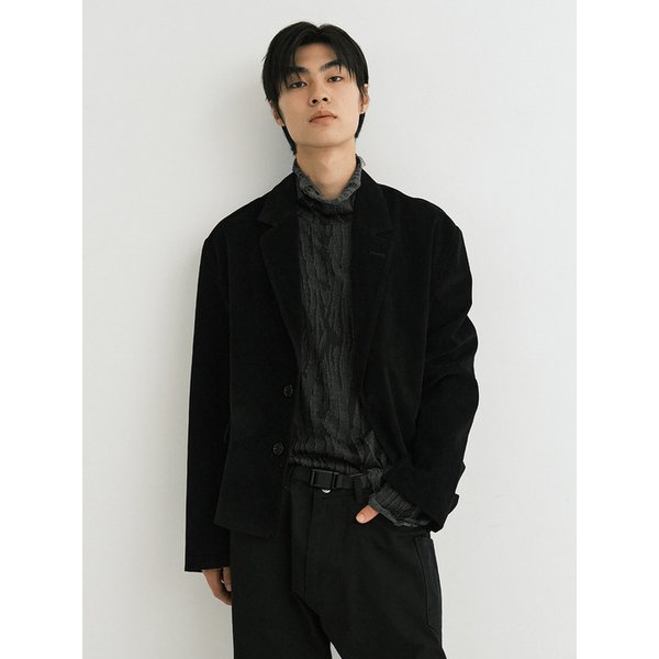 Suede crop jacket (black)