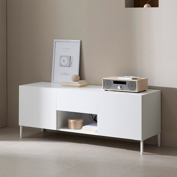 화이트 LED무드등 거실장 (다리형) 135cm TP913