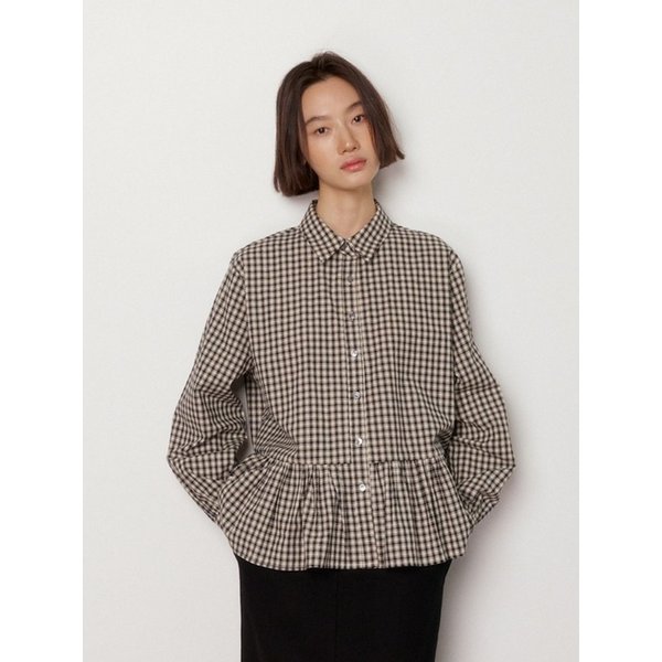 [2차]에센셜 오버핏 프릴셔츠 - 블랙체크