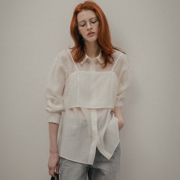 노운베러 Silky bustier blouse set_Ivory