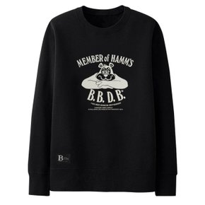 / L~4XL 남녀공용 기모맨투맨 함스멤버 블랙