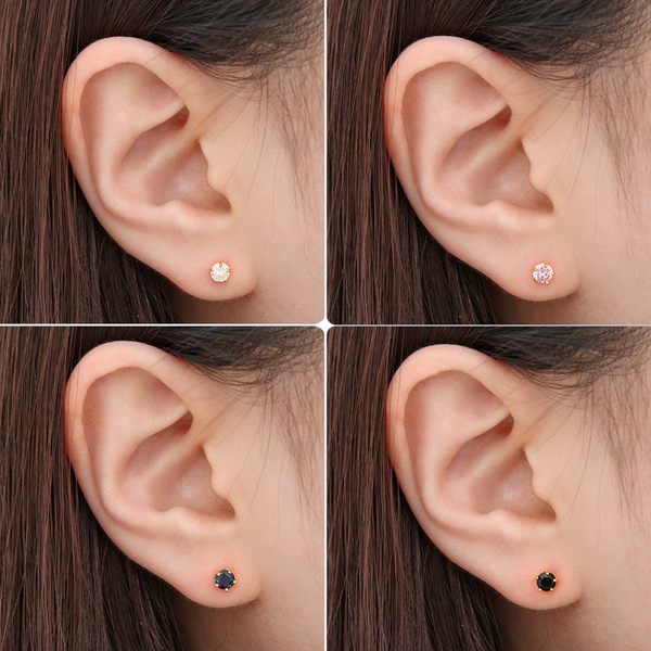14K GF 4mm 큐빅 골드필드핀 일자핀  금 침 귀걸이
