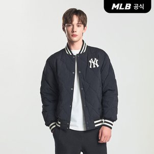 MLB [엠엘비코리아공식] 바시티 다이아 퀼팅 립 경량 숏패딩 NY (Black)