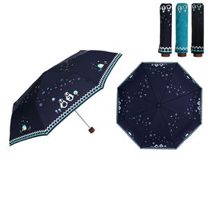 오너클랜 펭귄 캐릭터 3단 폰지 수동 휴대용 접이식 패션 우산