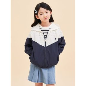 *시즌오프30%*[BEANPOLE KIDS] 여아 컬러블록 후드 바람막이 점퍼  네이비