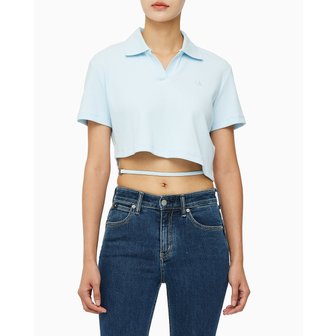 Calvin Klein Jeans 여성 로고 컷아웃 크롭 폴로 티셔츠(J222948)