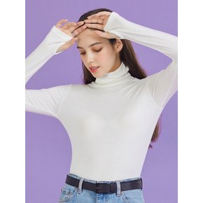 [워머 ver.] 니트 목폴라 롱슬리브 긴팔 목티 (화이트) 핸드워머 이너