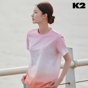 여성 등산복 반팔티셔츠 웨이브 그라데이션 라운드 W (ECO) KWM23253P5 (정가 79,000)
