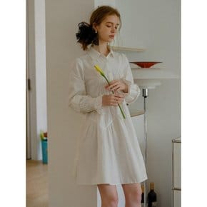 Cest_Irregular pleating white dress