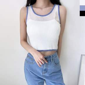 여성시원한잔골지투톤니트나시 포근한