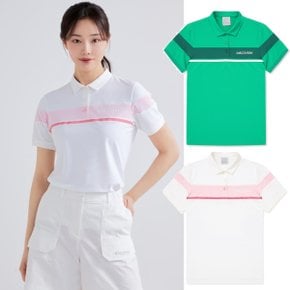 [24S/S] 디스커버리 DWTSGH043 여성 컬러블럭 카라티 여름 반팔 폴로 카라 티셔츠