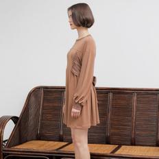 SHIRRING RIBBON ONE-PIECE_BROWN (S2828077)