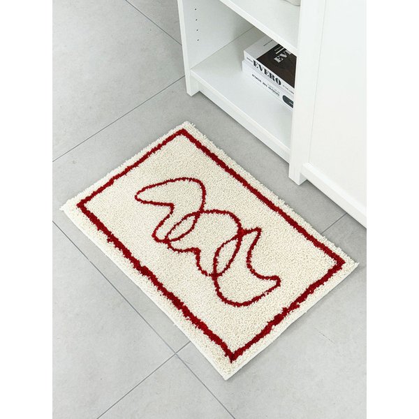 [리퍼브] 올리 하트 자카드 발매트 빨아쓰는 현관 욕실 주방 미니러그