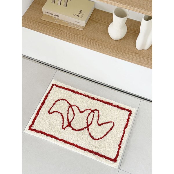 [리퍼브] 올리 하트 자카드 발매트 빨아쓰는 현관 욕실 주방 미니러그