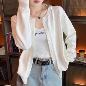 여자 데일리 무지컬러 라운드넥 여리핏 긴팔 가디건