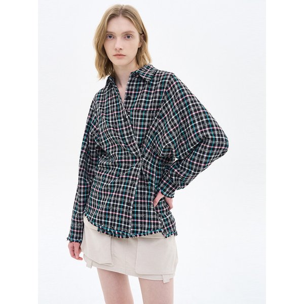 (PW2F1WSH500WBK) 백 슬릿 체크 셔츠