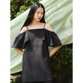 BIG FRILL OFF SHOURDER DRESS - BLACK