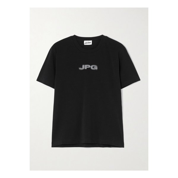 장폴고띠에 베이비 프린트 코튼 혼방 저지 티셔츠 블랙 46376663162889089