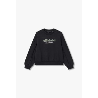 ARMANI EXCHANGE AX 여성 트윙클 큐빅 로고 맨투맨(A424131004)블랙