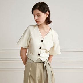 YY_V-neck crop shirt_IVORY