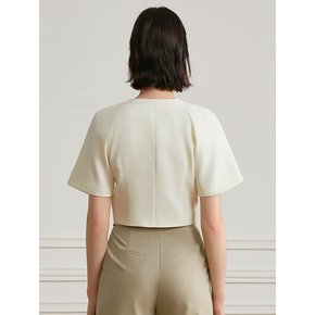 YY_V-neck crop shirt_IVORY