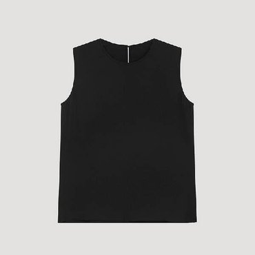 리스트 슬리브리스 라운드넥 블라우스