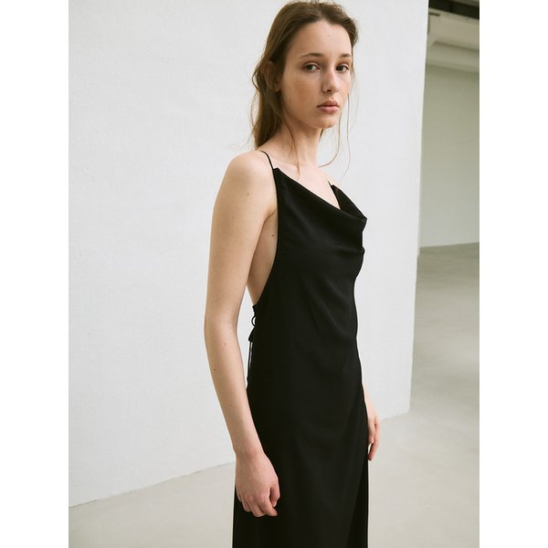 backless strap dress (black)