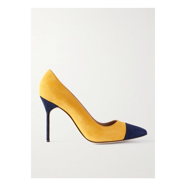 캅쿠르 투톤 스웨이드 포인트 토 펌프스 105mm 브라이트 옐로 1647597347836220