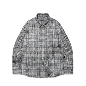 SP OVER DYED CHECKED OVERFIT SHIRT-GREY