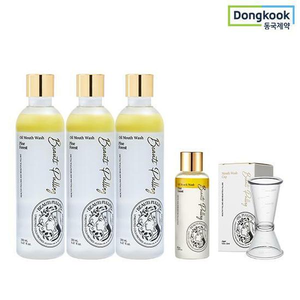 동국제약 뷰티풀링 오일가글 280ml 3개 + 80ml 1개 + 전용컵 1개 (민트/파인/루이보스)