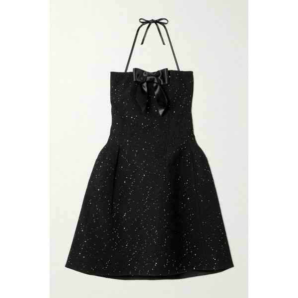 스트랩리스 보우 디테일 시퀸 장식 울 블렌드 미니 원피스 46376663162976754