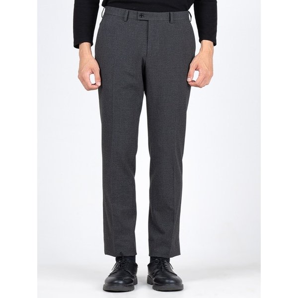 [ M~5XL ] TAPERED HIDDEN BANDING SLACKS CHARCOAL